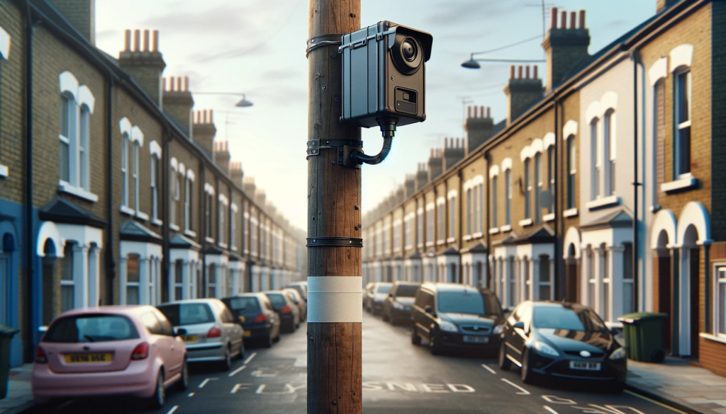 A covert camera deployed on a lamppost. For surveillance intended purposes. Private Investigator.
